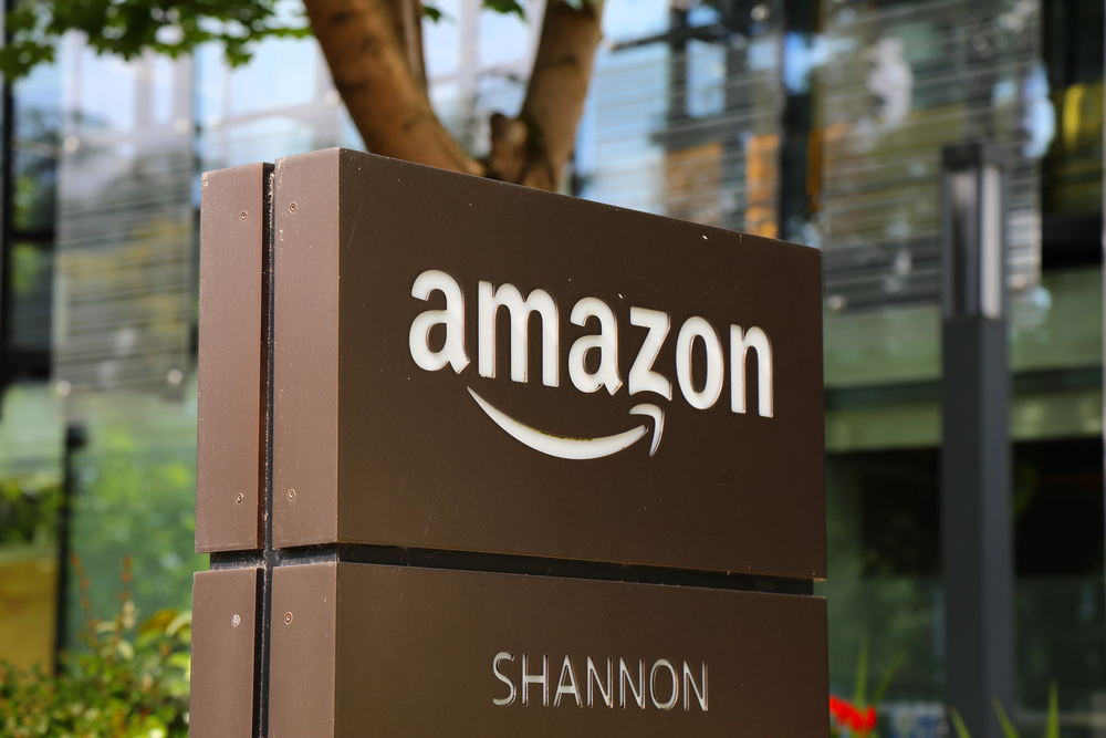 Amazon headquarters sign in Dublin, Ireland.