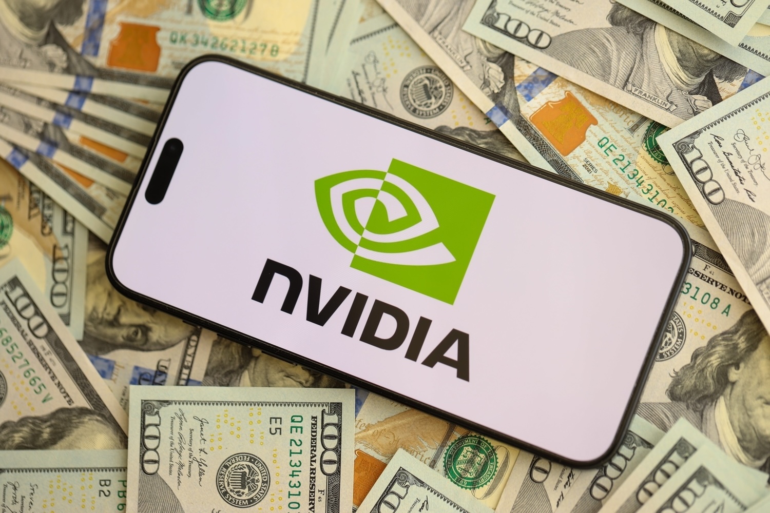 NVIDIA corporation logo displayed on smartphone.