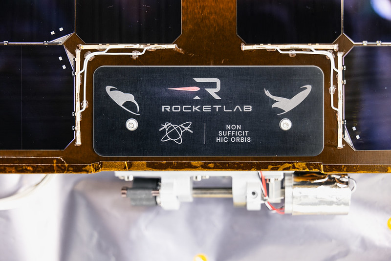 Rocket Lab logo labeling one of the company's solar panels.