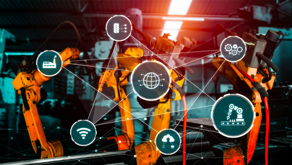 Industry 4.0 technology concept representing fourth industrial revolution.