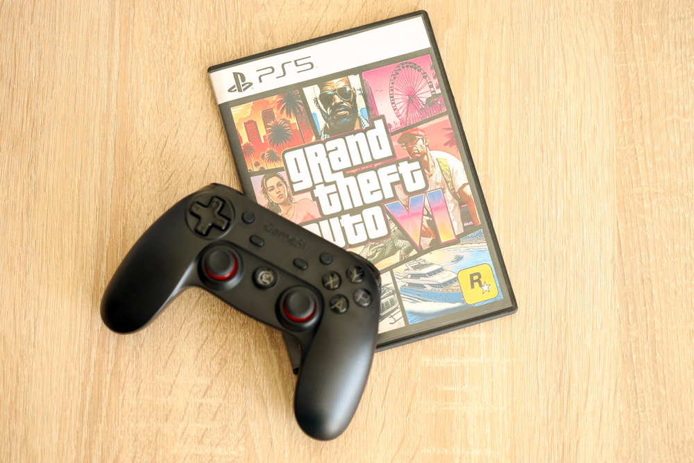 Grand Theft Auto VI video game and controller.
