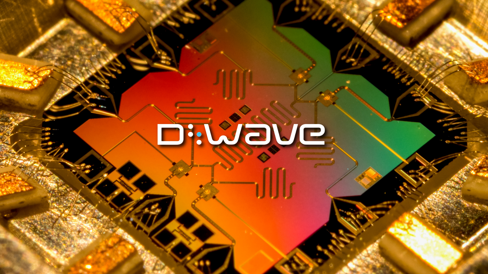 D-Wave logo positioned in front of computer chip.