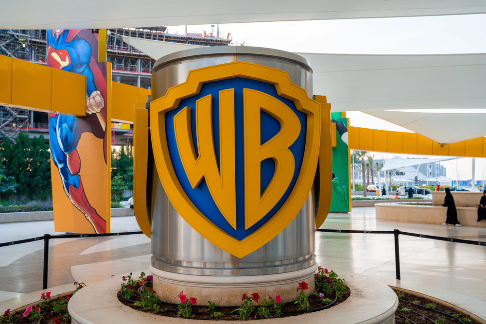 Warner Bros. logo incorporated into landscape display.
