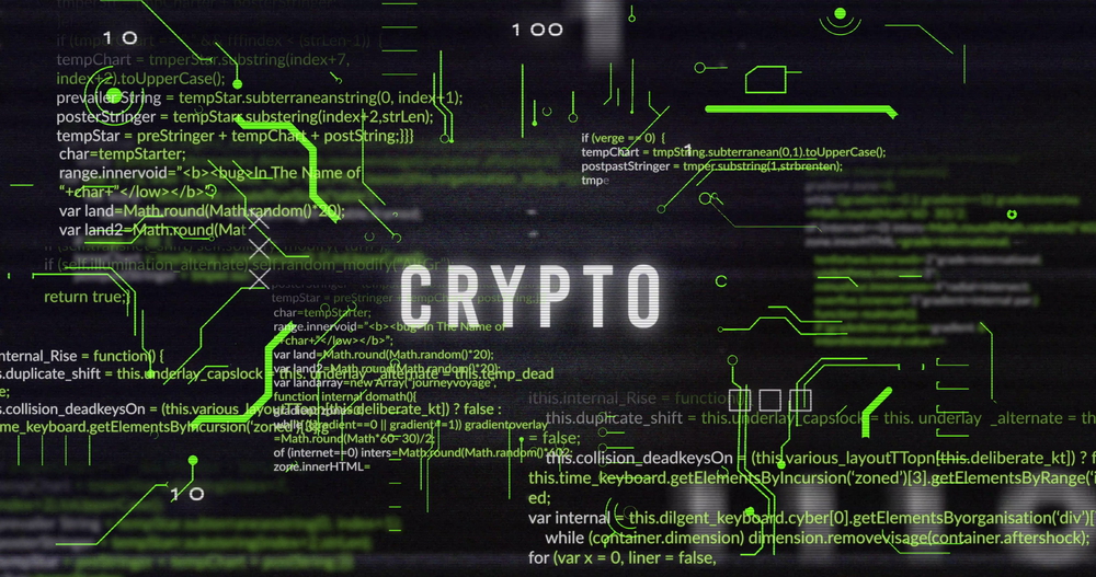 Composite image featuring cryptocurrency.