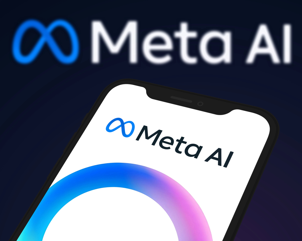 Meta AI logo is displayed on smartphone.