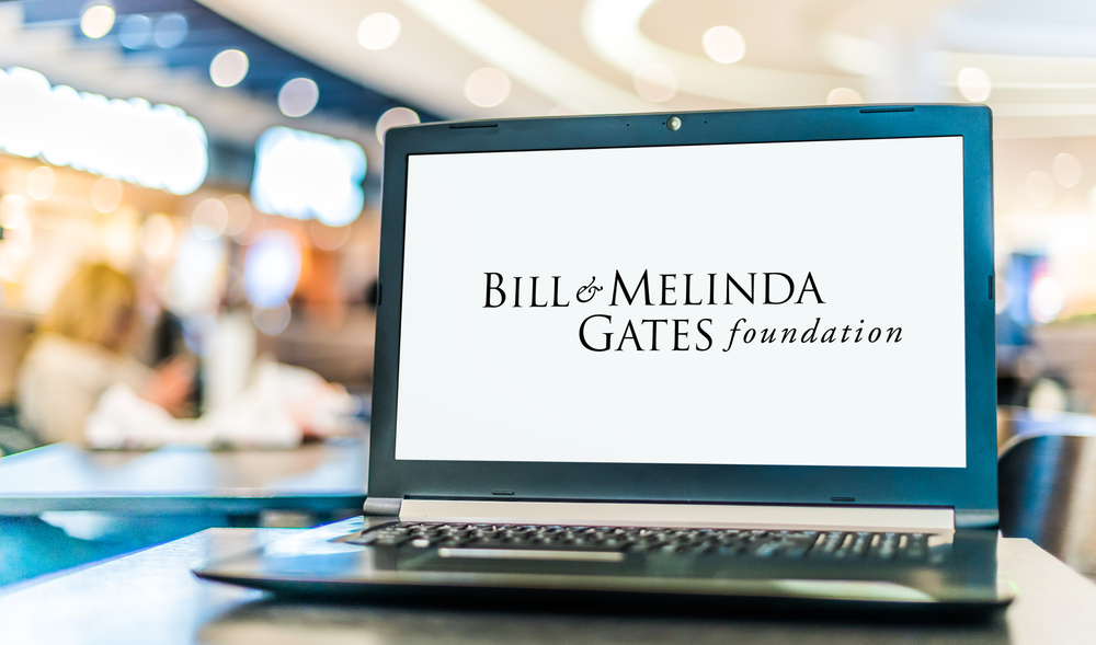 Bill & Melinda Gates Foundation homepage displayed on Microsoft device. 