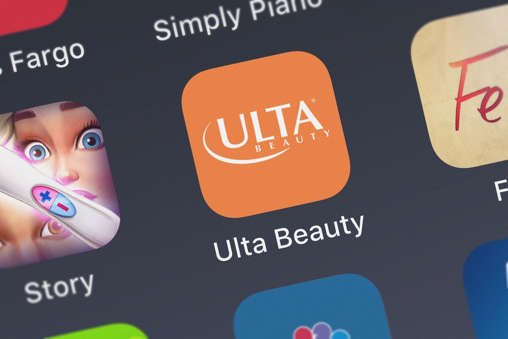 Close-up of the Ulta Beauty icon on smartphone app.
