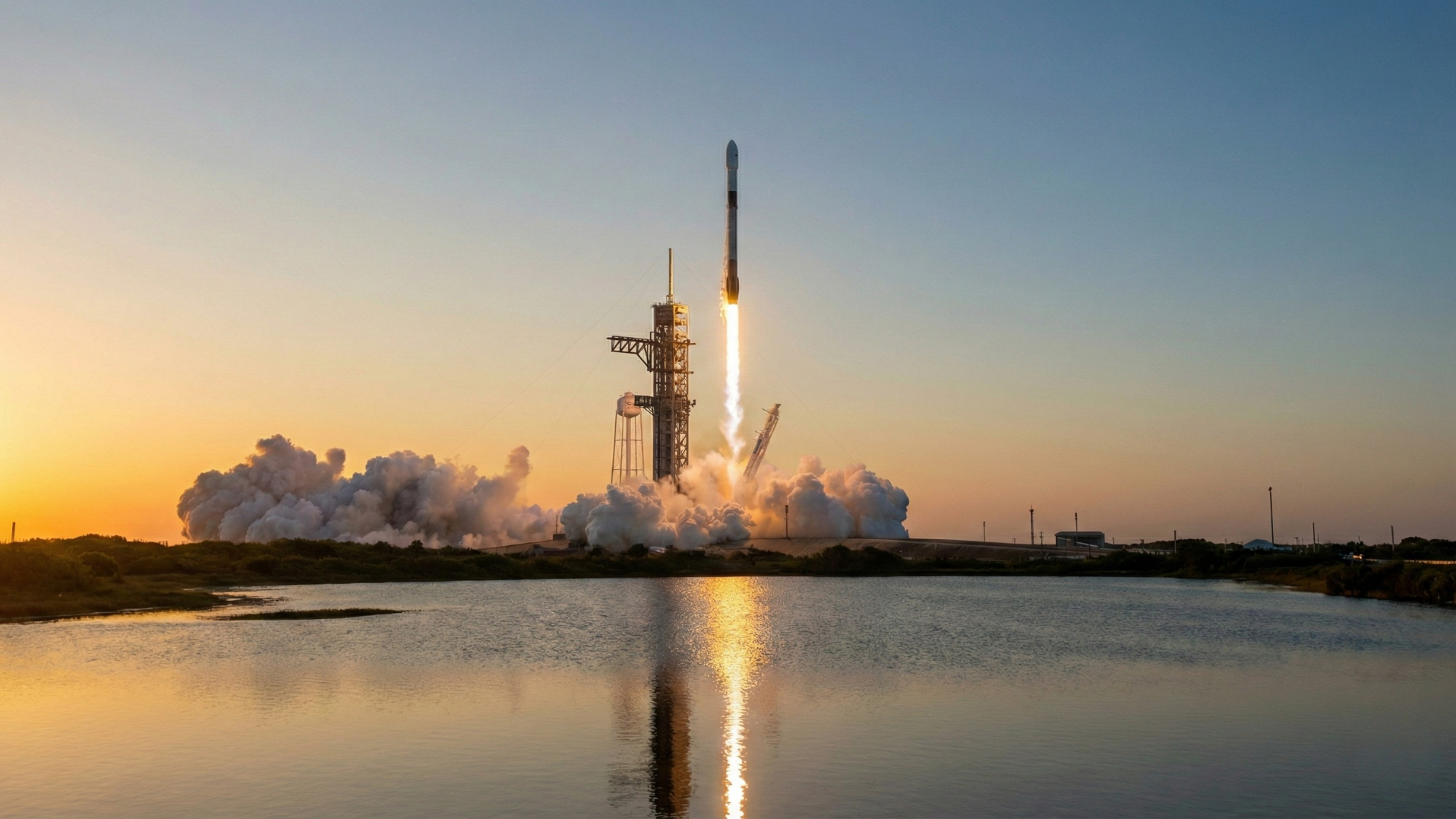 Rocket launching at sunset over water, symbolizing space operations amid recent insider selling activity.