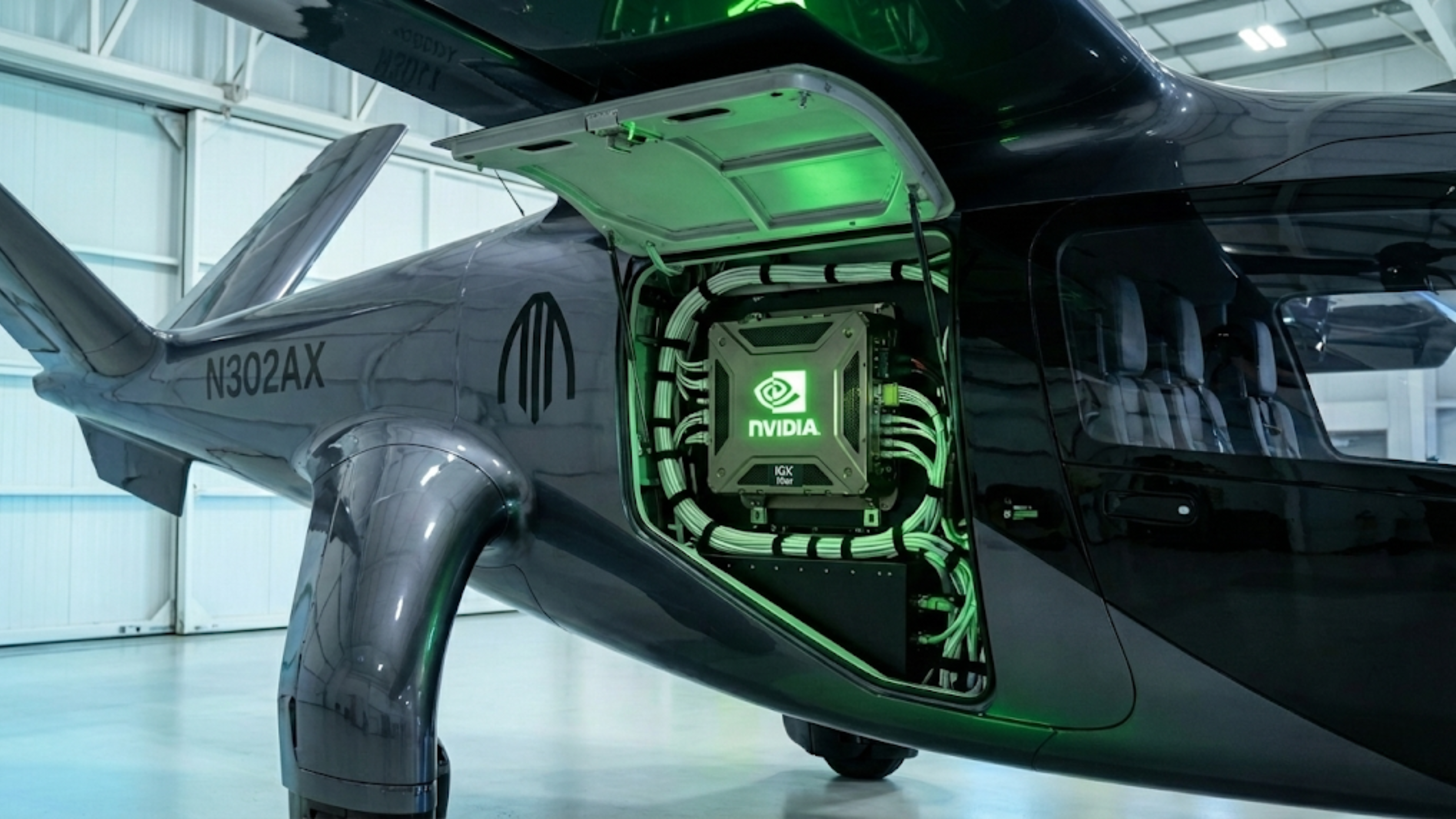 Archer eVTOL aircraft with NVIDIA AI computing module highlights aerospace technology investment.