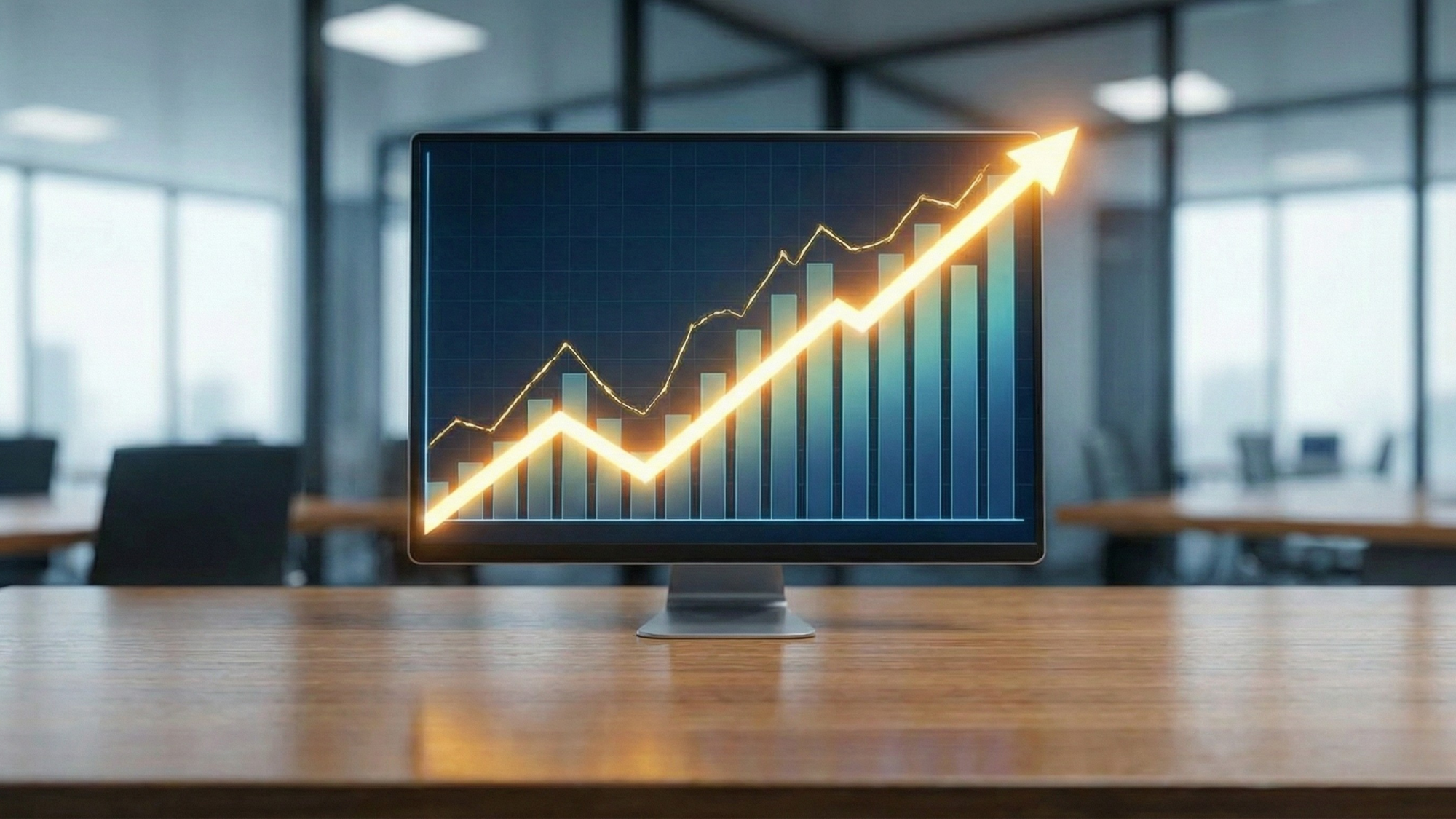 Rising stock chart as an imaginative depiction of potential gains in the technology sector.