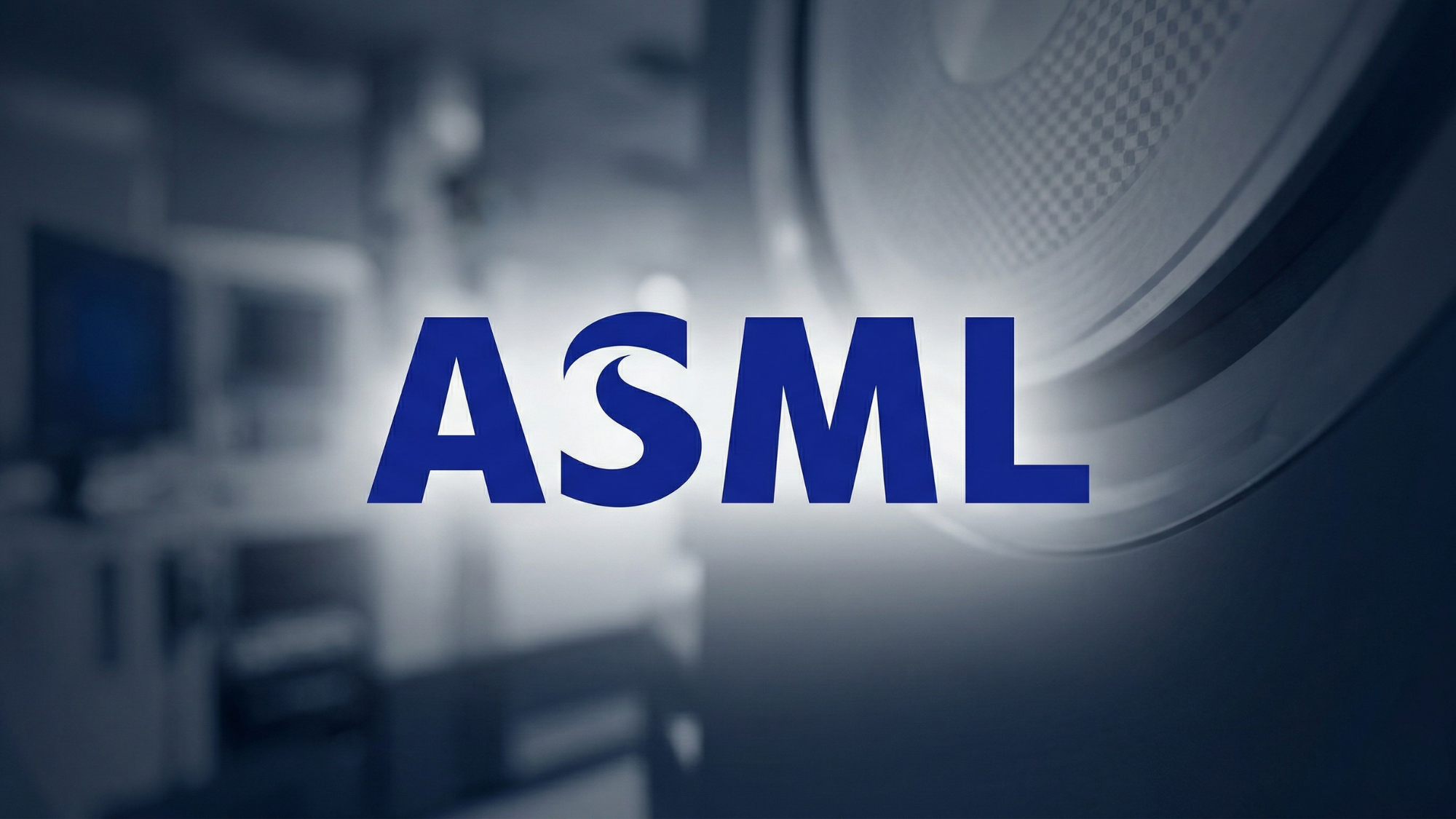 ASML logo over semiconductor equipment, representing AI chip demand surge and EUV lithography dominance.