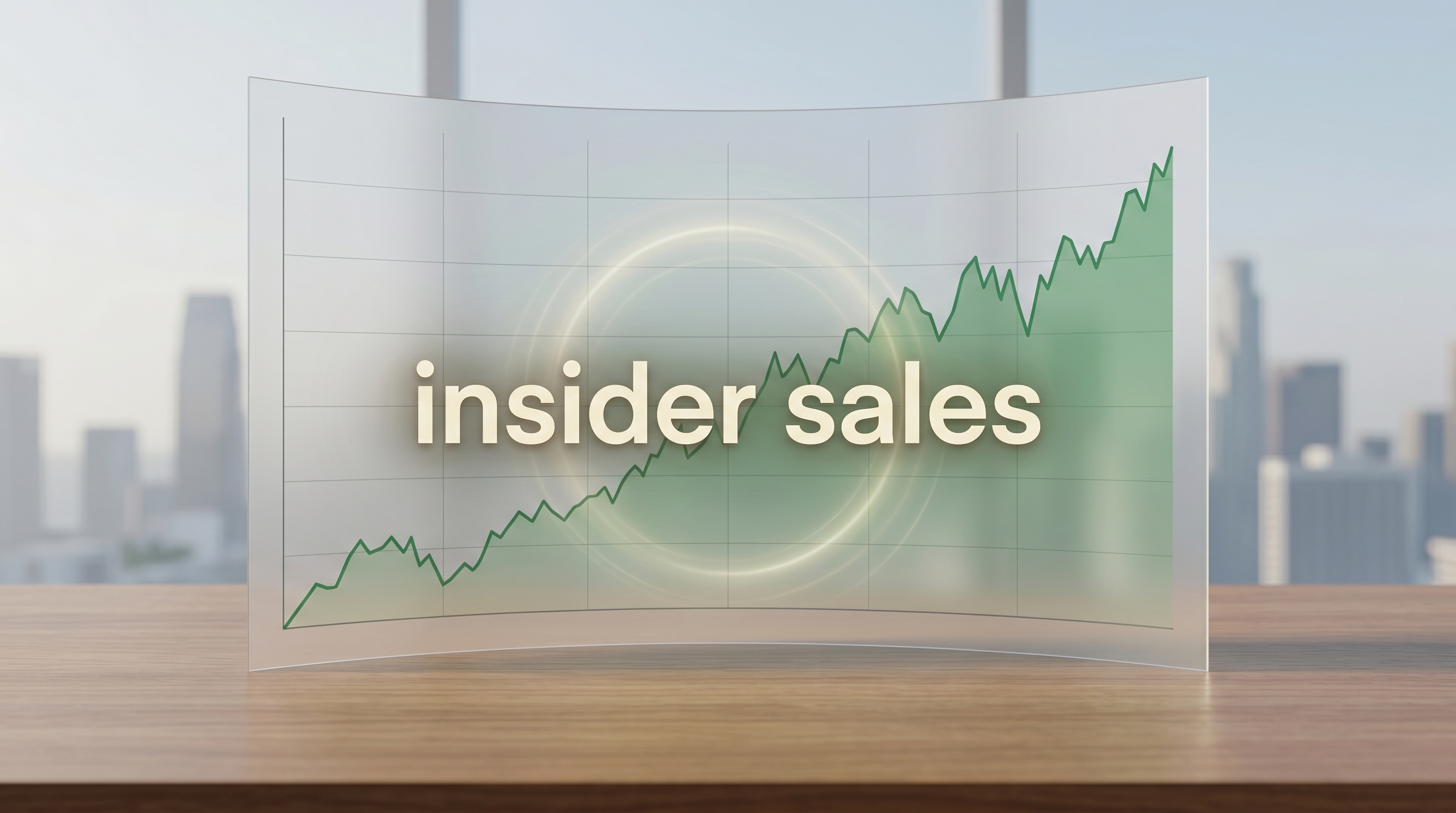 Decorative graphic showing an upward-trending stock chart with the text 