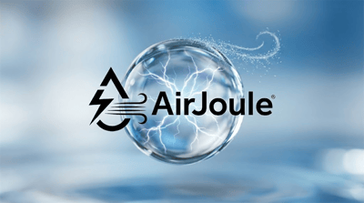 AirJoule company logo overlaid on a stylized orb with lightning and wind imagery.