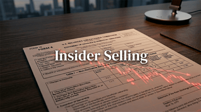 An SEC Form 4 statement on a desk, overlaid with the text "Insider Selling."
