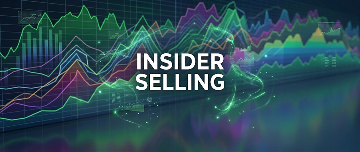 Stylized financial chart graphic with the text "Insider Selling" displayed in bold white letters.