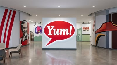 Yum! Brands' logo prominently displayed alongside a collage of the company's leading brands.