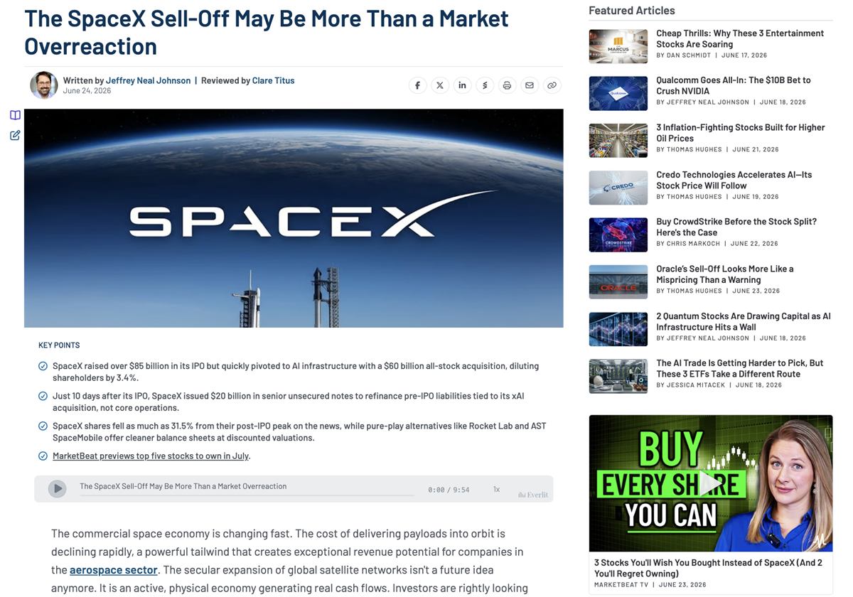 SpaceX IPO brings new wave of investor interest to MarketBeat