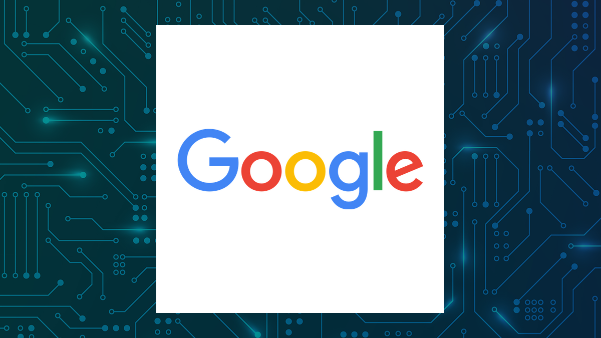 Alphabet logo with Computer and Technology background