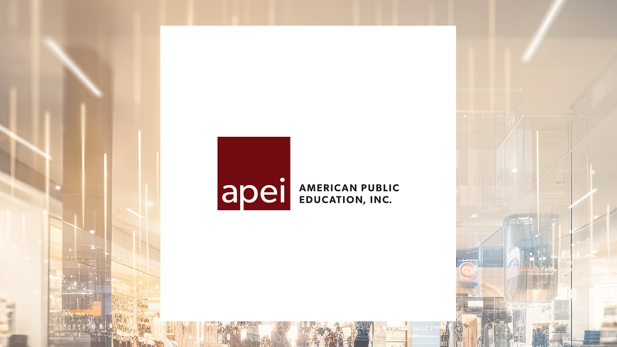 American Public Education logo with Consumer Discretionary background