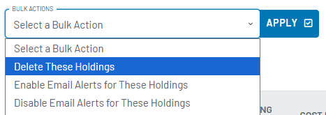 Bulk action dropdown