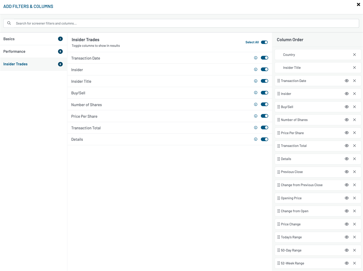 MarketBeat’s updated screeners allow users to select, reorder and manage columns so they can focus on the data points most relevant to their research.
