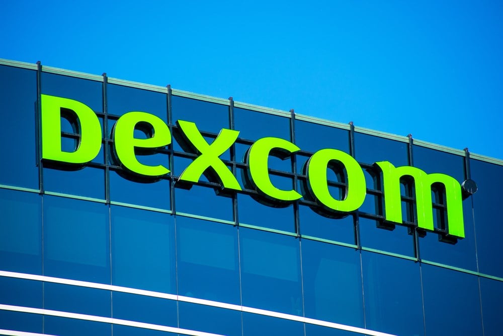 Dexcom logo sign atop headquarters campus. DexCom, Inc. develops, manufactures, and distributes glucose monitoring systems for diabetes management- San Diego, California, USA - 2020