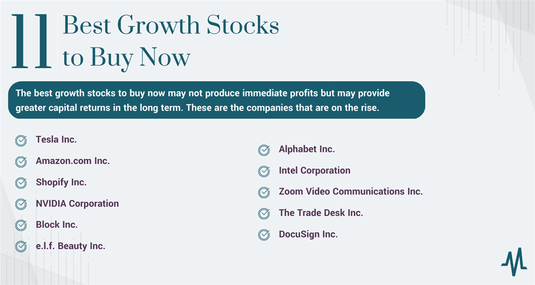 Best growth stocks to buy now infographic.