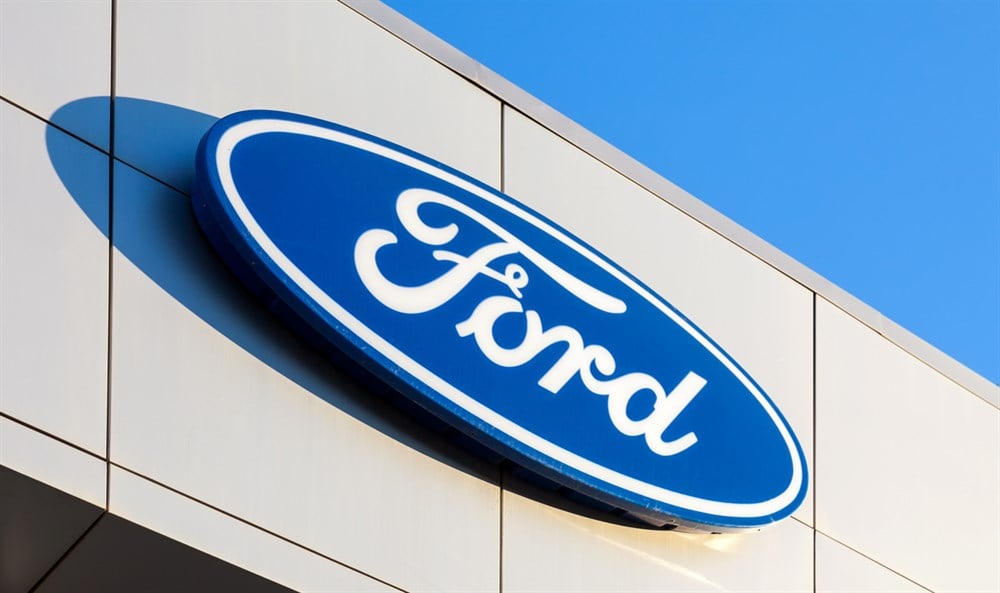 Ford logo and auto stock price