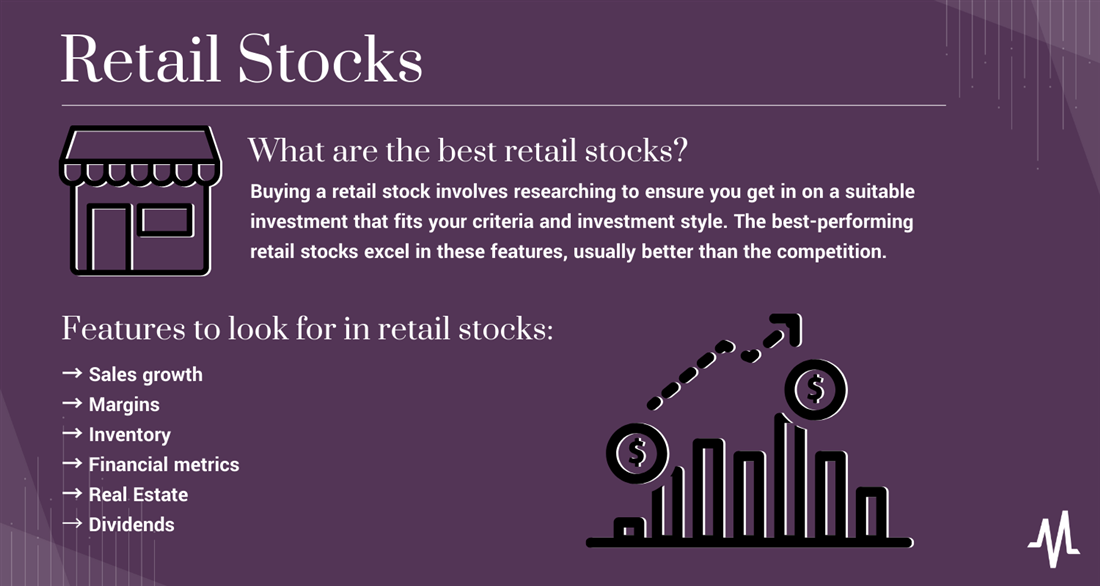 Overview of retail stocks and the best retail stocks to invest in infographic