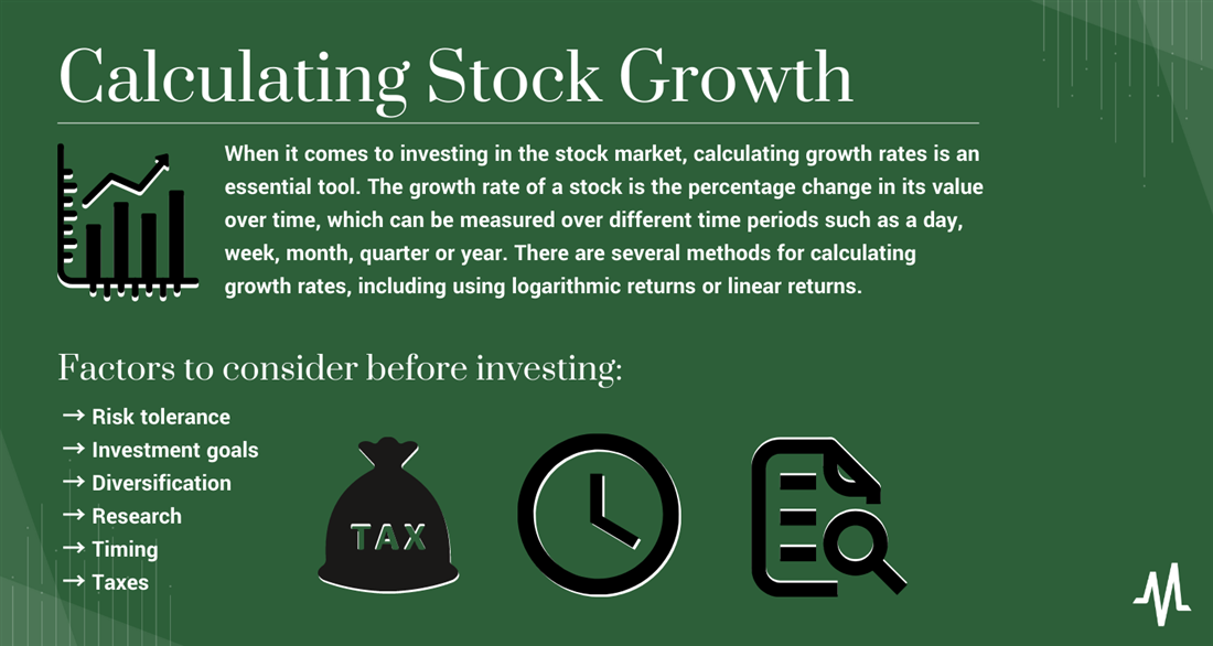 Overview of how to calculate stock growth infographic