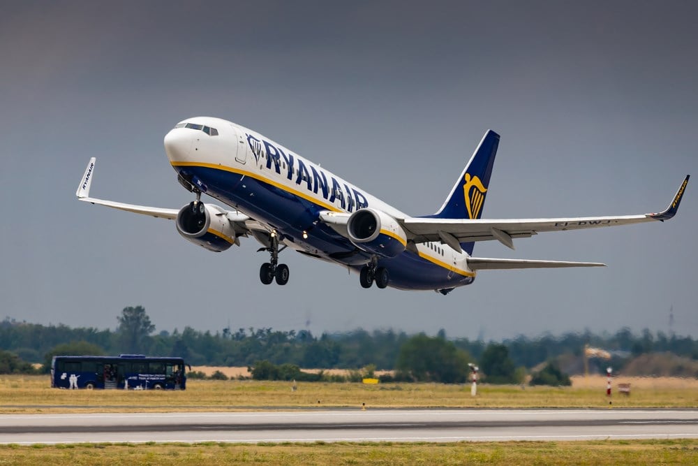 Ryanair stock price and airliner 