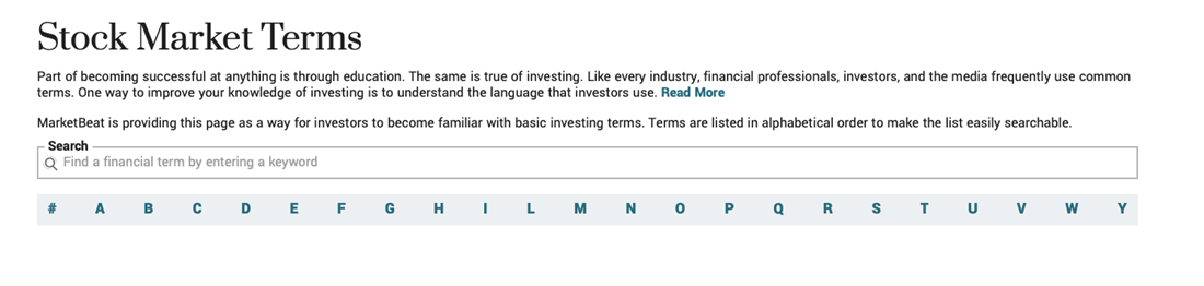 MarketBeat financial terms dictionary can help you learn how to determine risk tolerance for investing