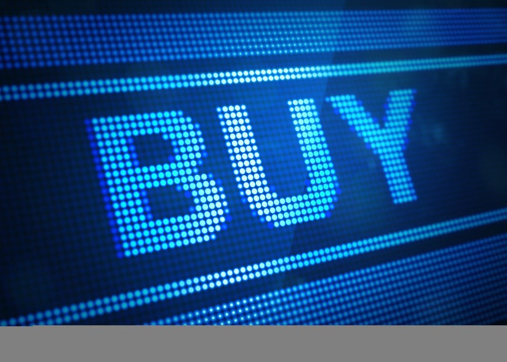 Digital "buy" screen signaling analyst buy ratings