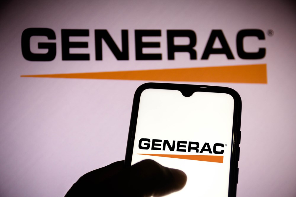 Generac Holdings logo on a smartphone screen. Read on for more information about the Generac stock forecast.