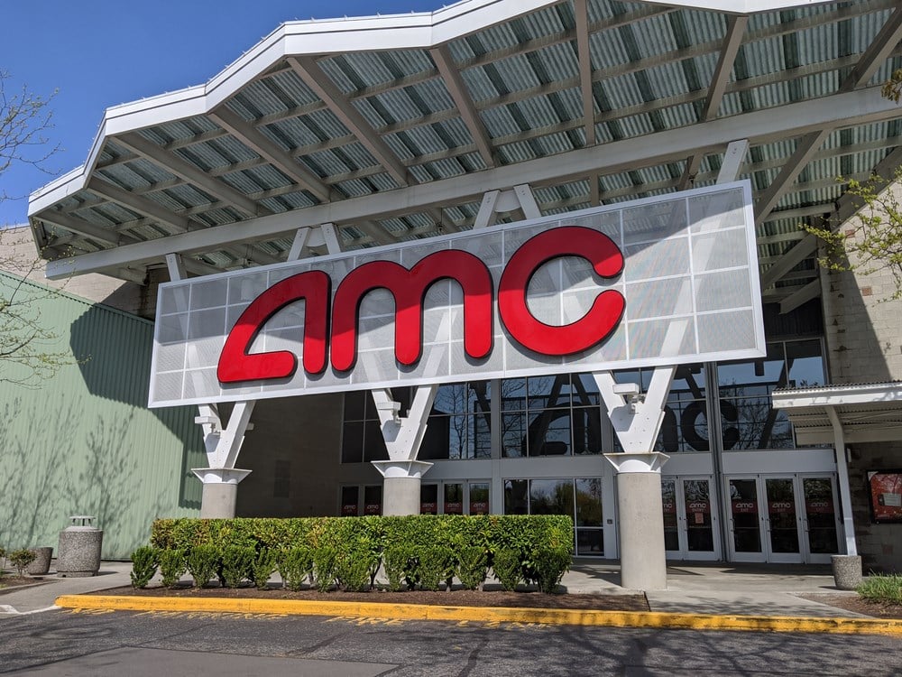 AMC stock overview; image of AMC building