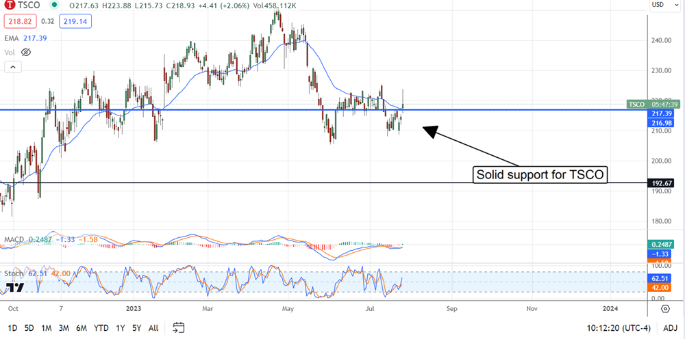 TSCO stock chart 