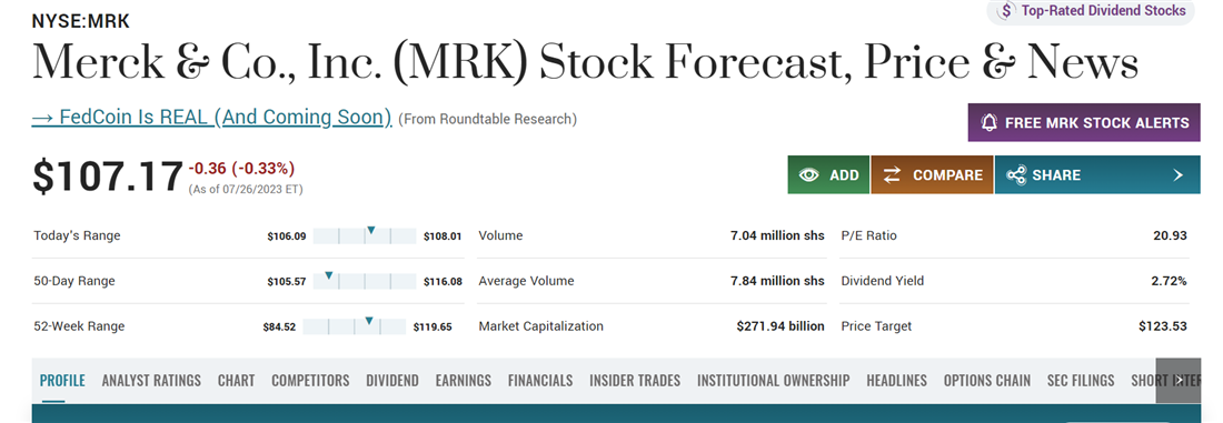 Overview of Merck and Co for cancer stocks