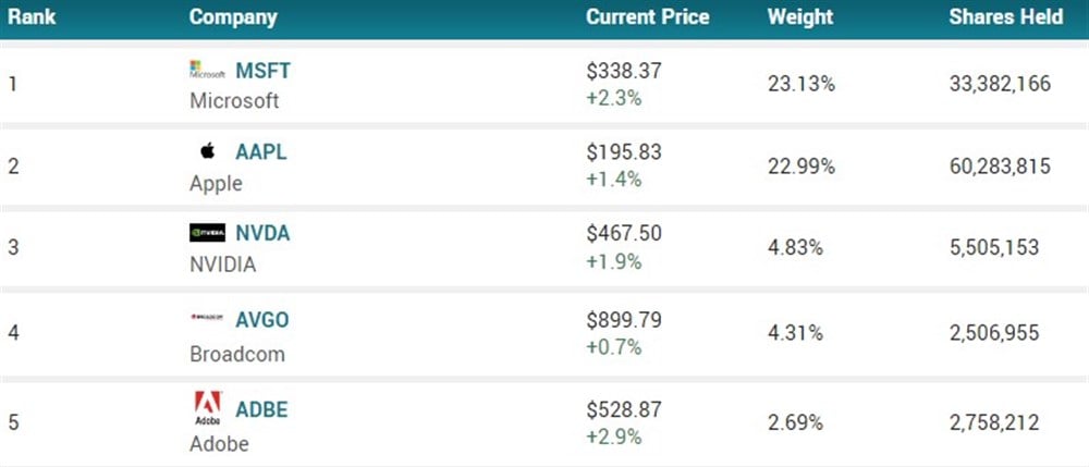 XLK Top 5 Holdings