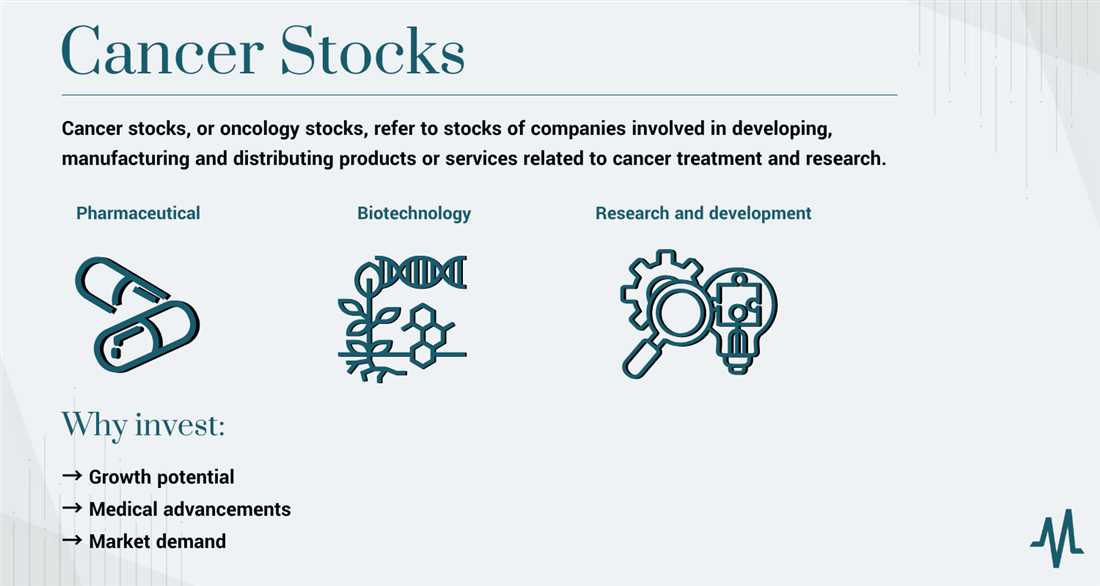 Cancer stocks infographic on MarketBeat