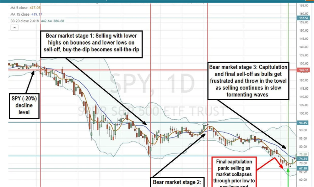 Stages of a bear market, illustrated on MarketBeat