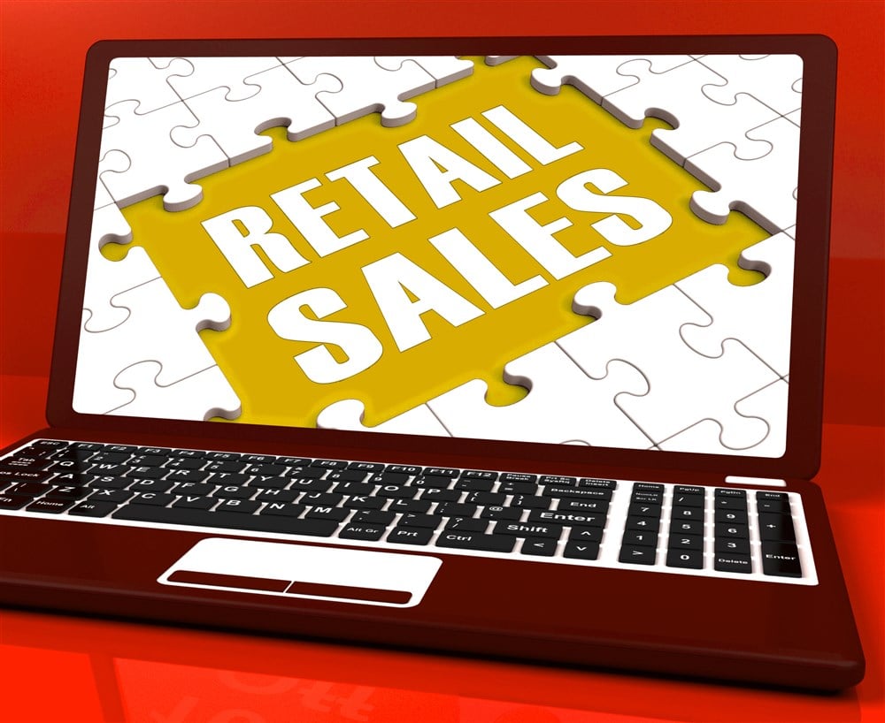 Retail Sales Puzzle Piece on red background