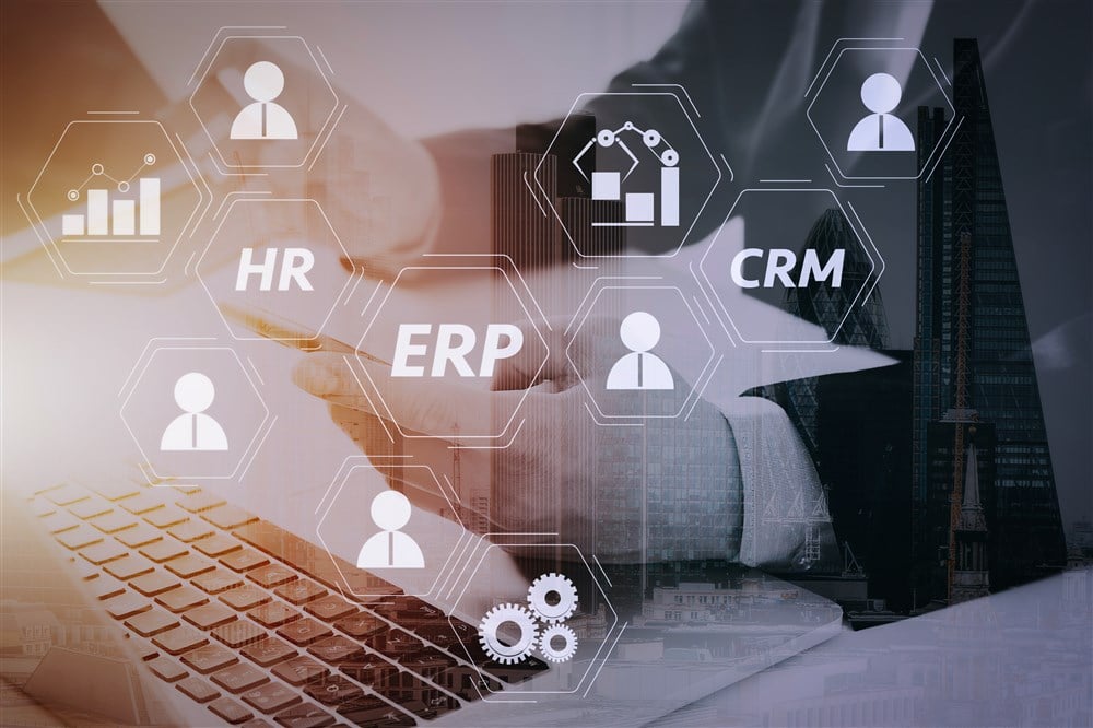 ERP diagram with laptop