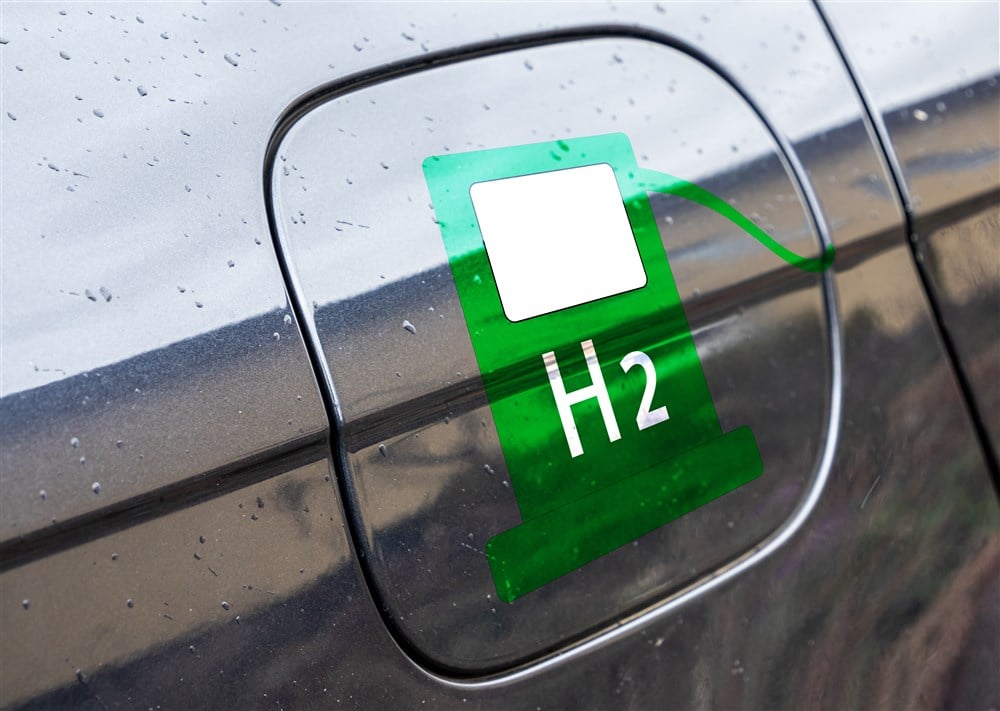car door with hydrogen symbol