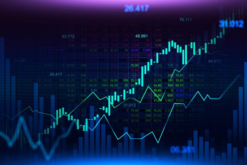 Stock market or forex trading graph in futuristic concept suitable for financial investment or Economic trends business idea and all art work design. Abstract finance background