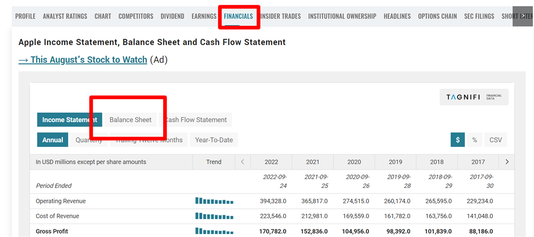 Example of how to use a balance sheet 