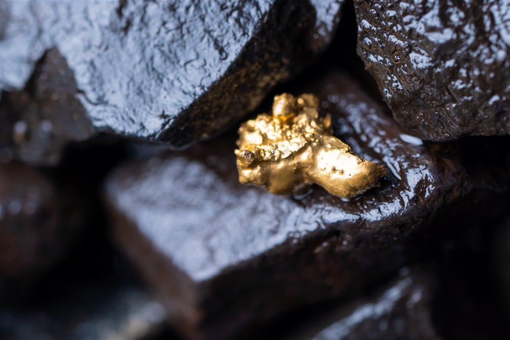 gold nuggets in mining setting