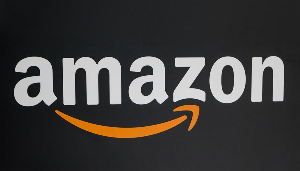 amazon logo on black background