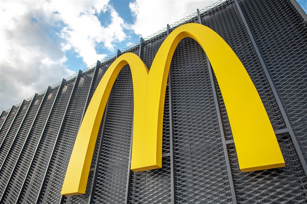 McDonald's logo on metal background