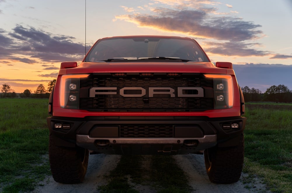 Ford Raptor Truck on a dirt road