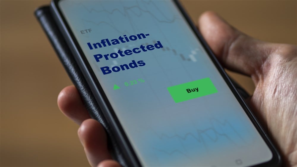 image of mobile device with inflation-protected bonds on screen